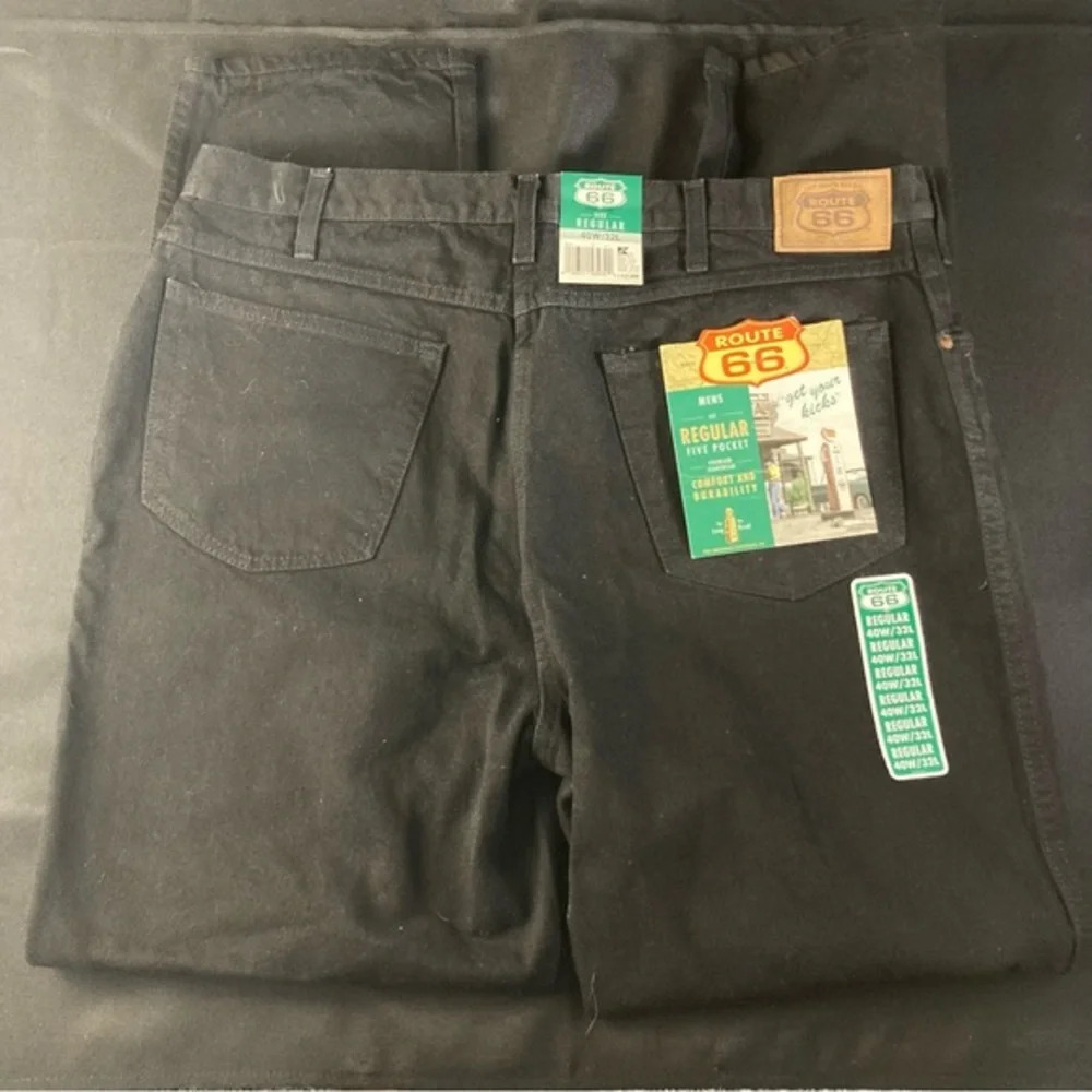 NWT Route 66 Regular‎ Five Pocket Black Jeans Size 40W/32L - Picture 2 of 3
